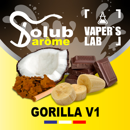 Фото, Аромка Solub Arome Gorilla V1 Банан кокос шоколад и табак